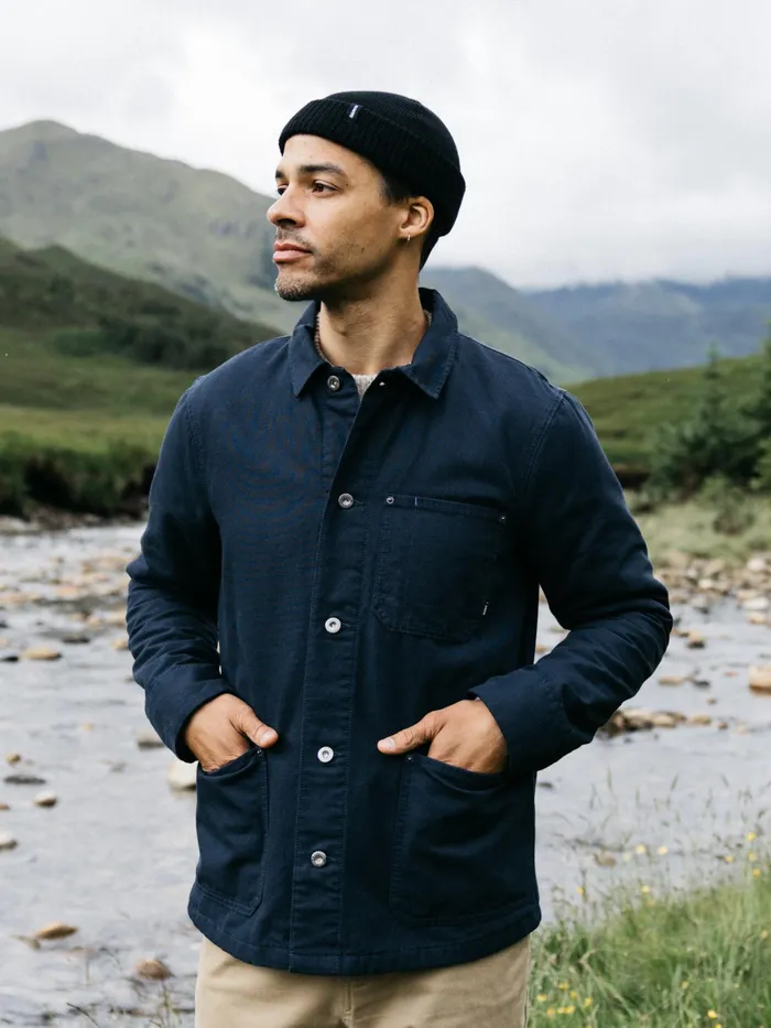 Finisterre Shirts Men Basset Flannel Lined Jacket Navy