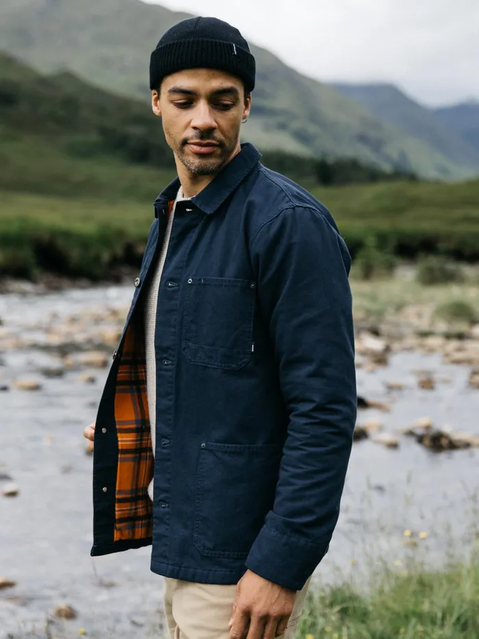 Finisterre Shirts Men Basset Flannel Lined Jacket Navy