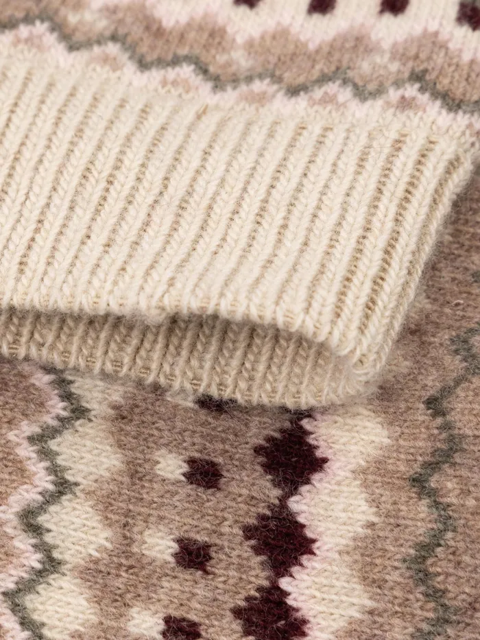 Finisterre Socks MenWomen Fair Isle Pattern Sock Oatmealoliveblack Cherry