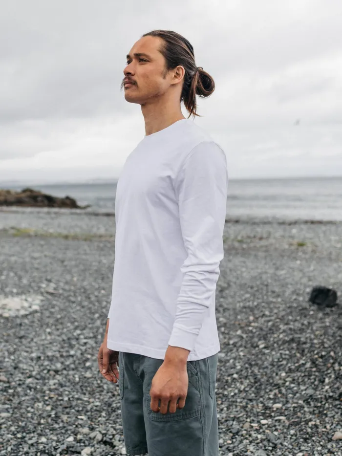 Finisterre TShirts Men Harlyn Long Sleeve TShirt White