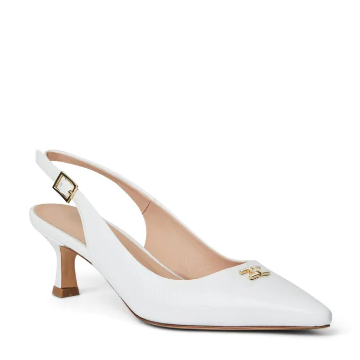 FIONA Slingback Pump WHITE CRINKLED PATENT Women Bruno Magli Heels