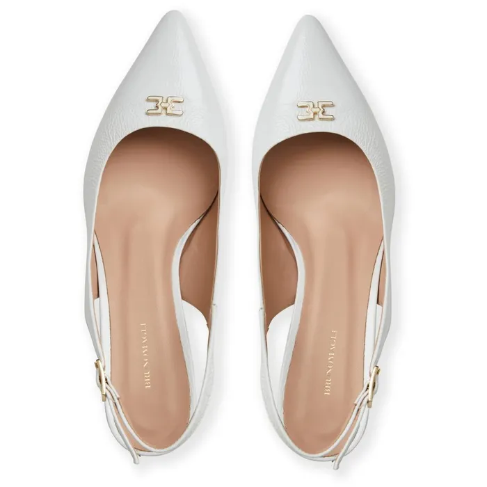 FIONA Slingback Pump WHITE CRINKLED PATENT Women Bruno Magli Heels
