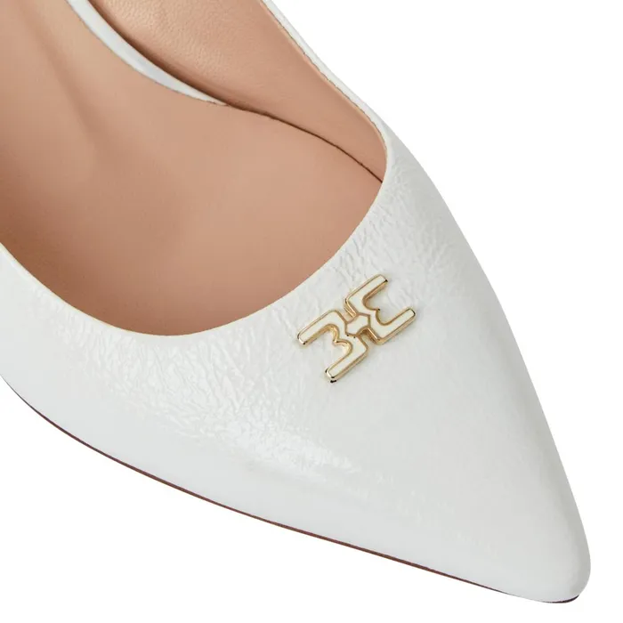 FIONA Slingback Pump WHITE CRINKLED PATENT Women Bruno Magli Heels