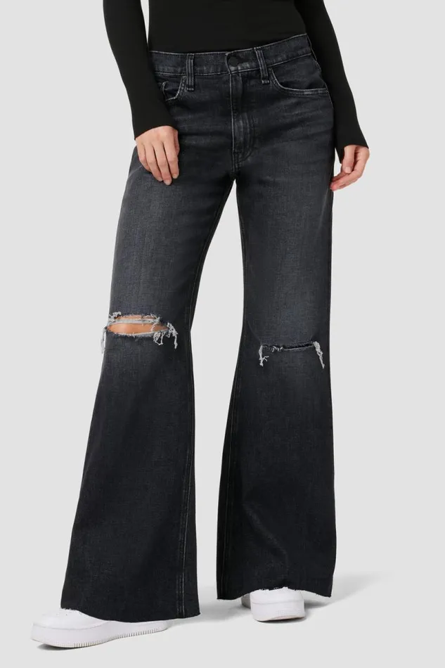 Flare Women Hudson Jeans Jodie HighRise Flare Jean Faded Noir