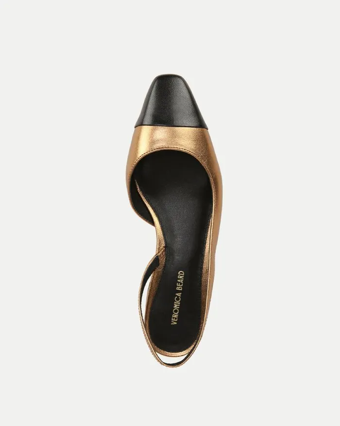 Flats and Loafers Shop Veronica Beard Cecile Leather CapToe Slingback Goldblack