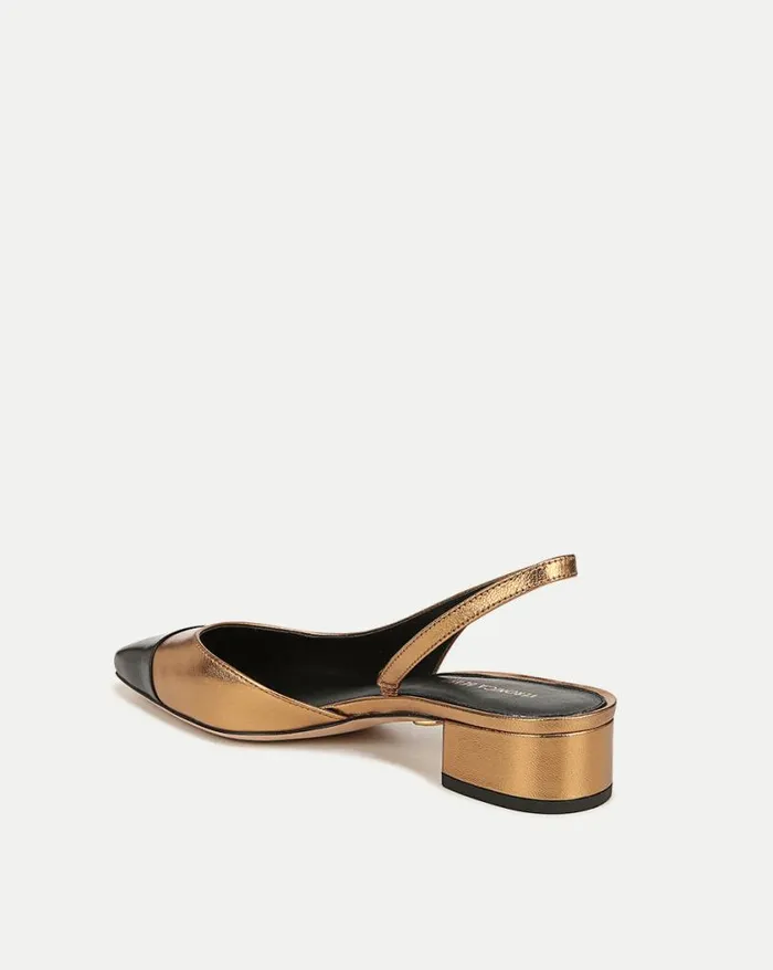 Flats and Loafers Shop Veronica Beard Cecile Leather CapToe Slingback Goldblack