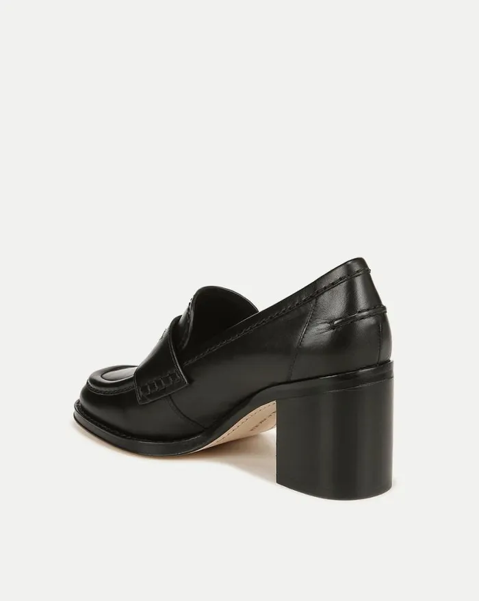 Flats and Loafers Shop Veronica Beard Penny Leather Loafer Heel Black