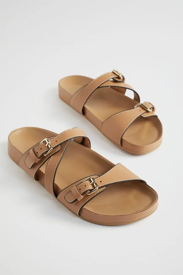 Flats Woman Seed Heritage Remi Buckle Slide Caramel