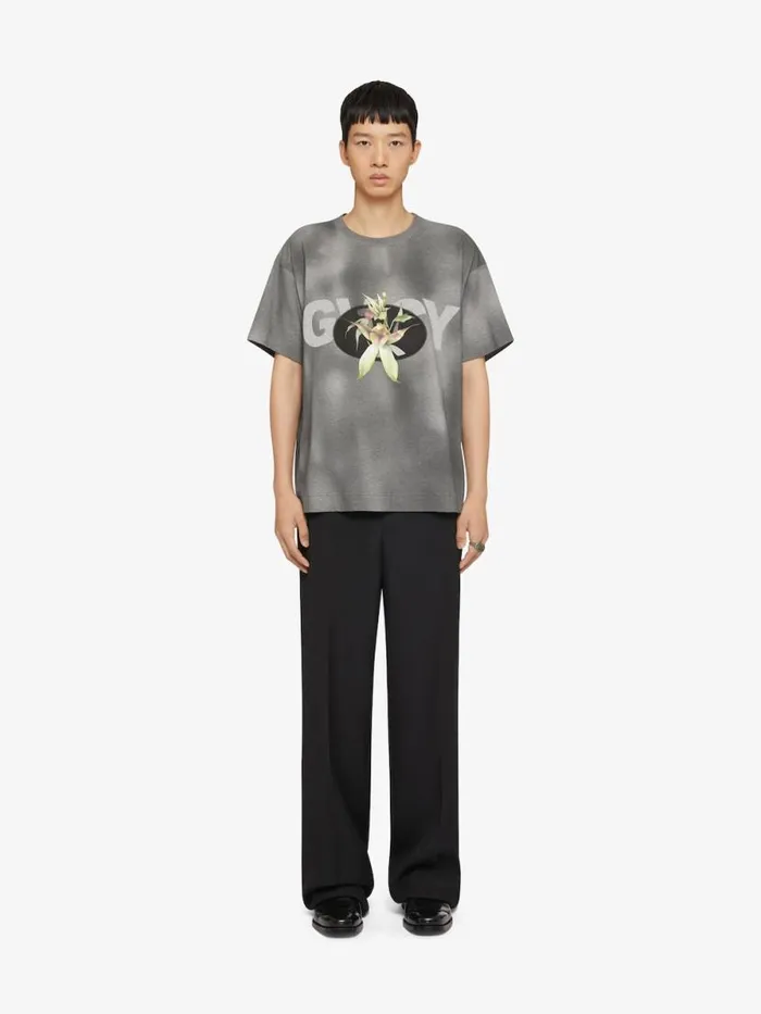 Flower Boxy Fit TShirt In Tie And Dye Cotton Black Men Givenchy TShirts