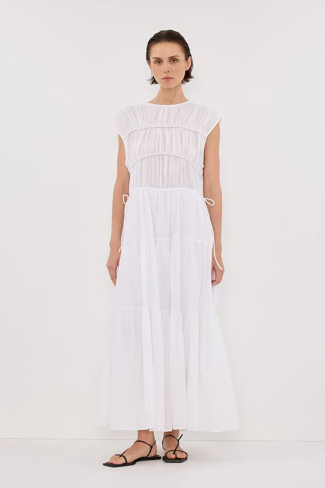 FLYNN WHITE LINEN BLEND MIDI DRESS Women DISSH Midi Dresses
