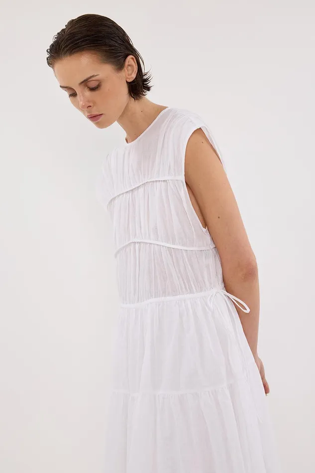 FLYNN WHITE LINEN BLEND MIDI DRESS Women DISSH Midi Dresses