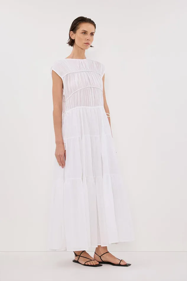 FLYNN WHITE LINEN BLEND MIDI DRESS Women DISSH Midi Dresses