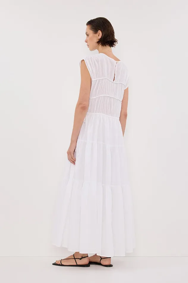 FLYNN WHITE LINEN BLEND MIDI DRESS Women DISSH Midi Dresses