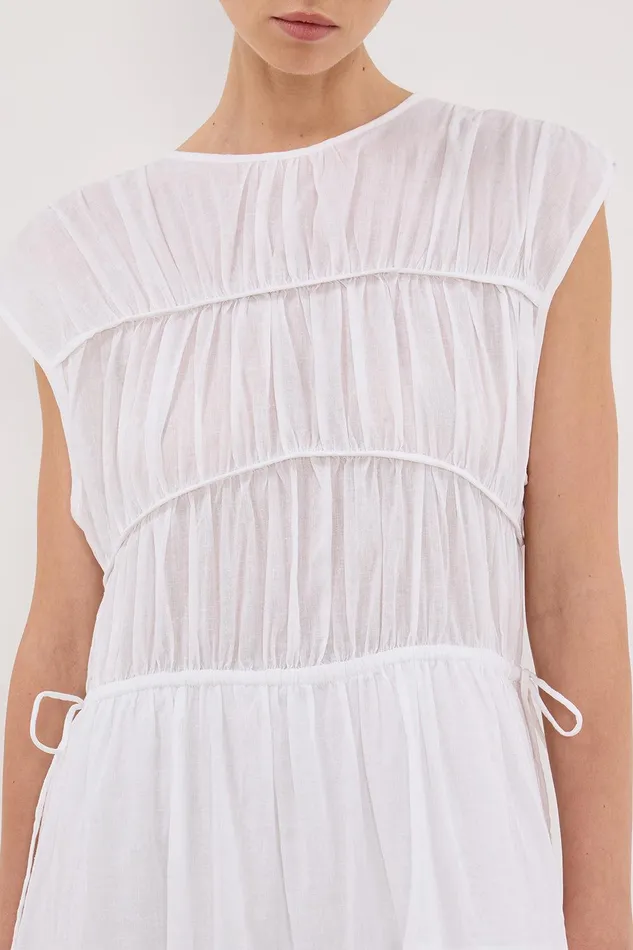 FLYNN WHITE LINEN BLEND MIDI DRESS Women DISSH Midi Dresses