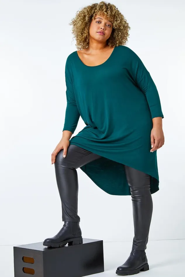 Forest Curve Dip Back Hem Top Women Roman Tops
