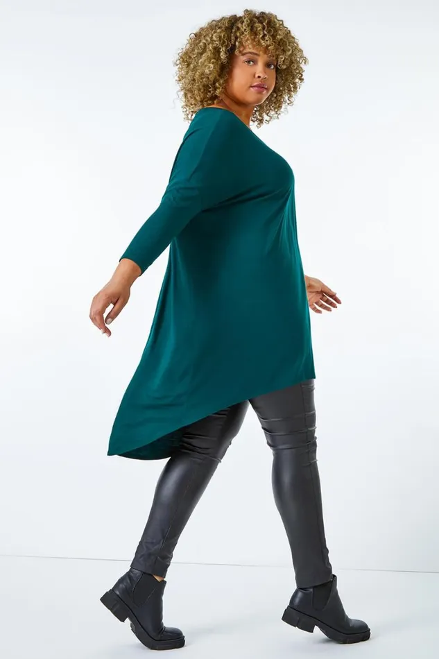 Forest Curve Dip Back Hem Top Women Roman Tops