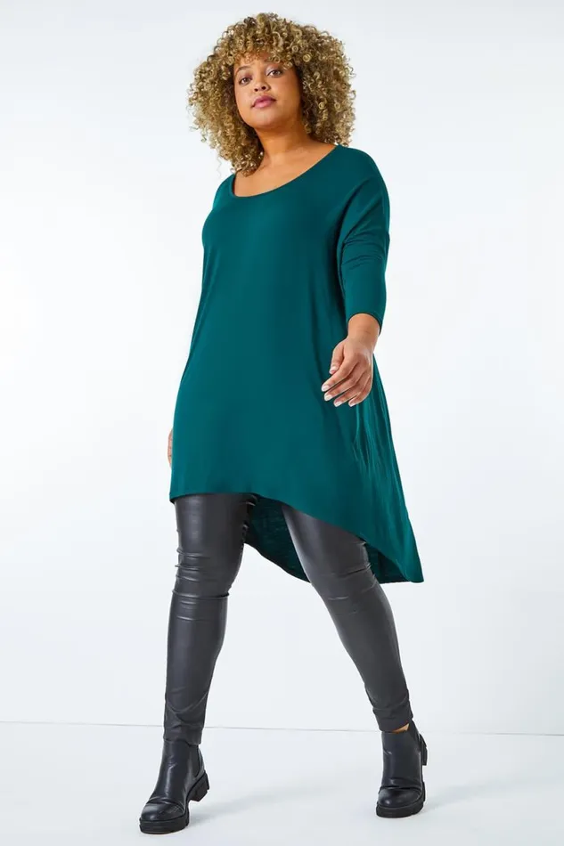 Forest Curve Dip Back Hem Top Women Roman Tops