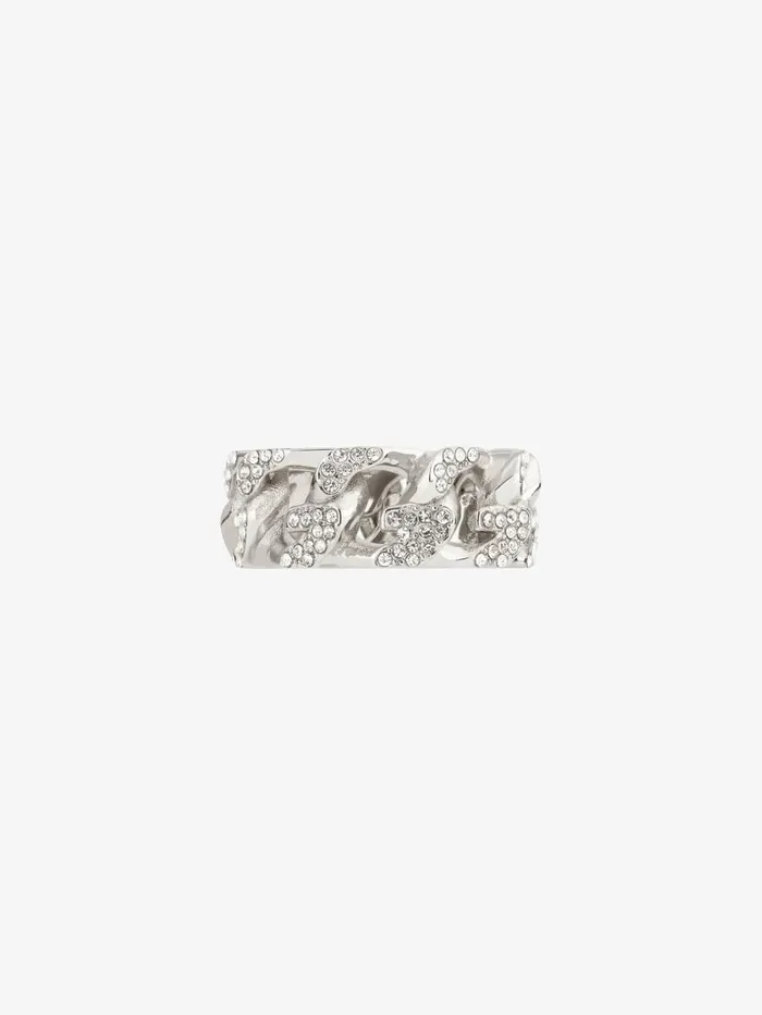 G Chain Ring In Metal With Crystals Silvery Women Givenchy Jewelry
