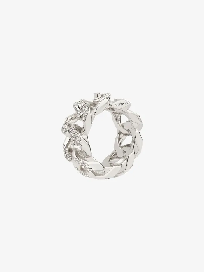 G Chain Ring In Metal With Crystals Silvery Women Givenchy Jewelry