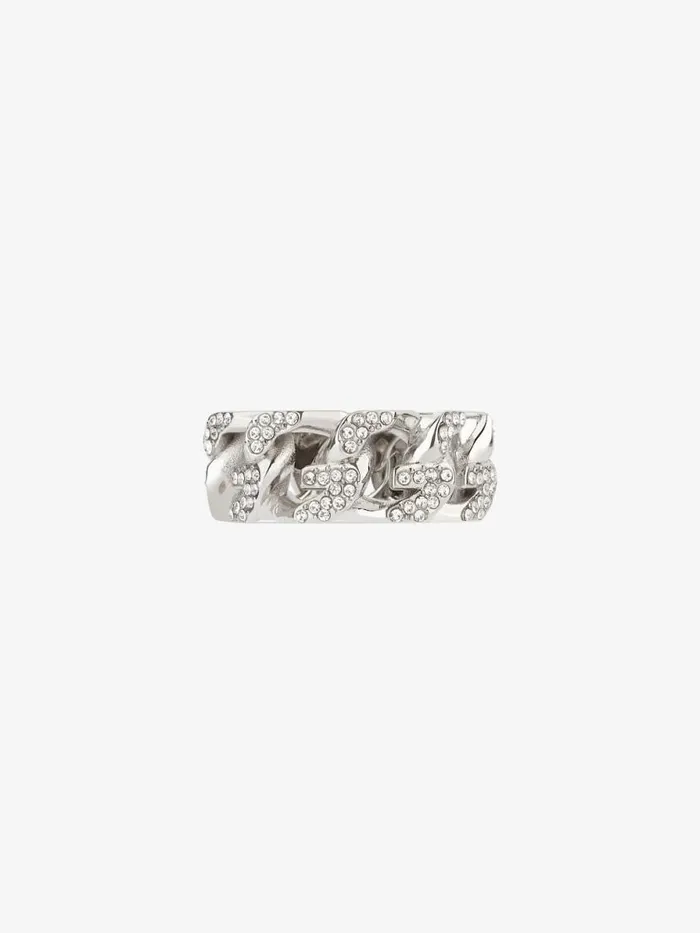 G Chain Ring In Metal With Crystals Silvery Women Givenchy Jewelry