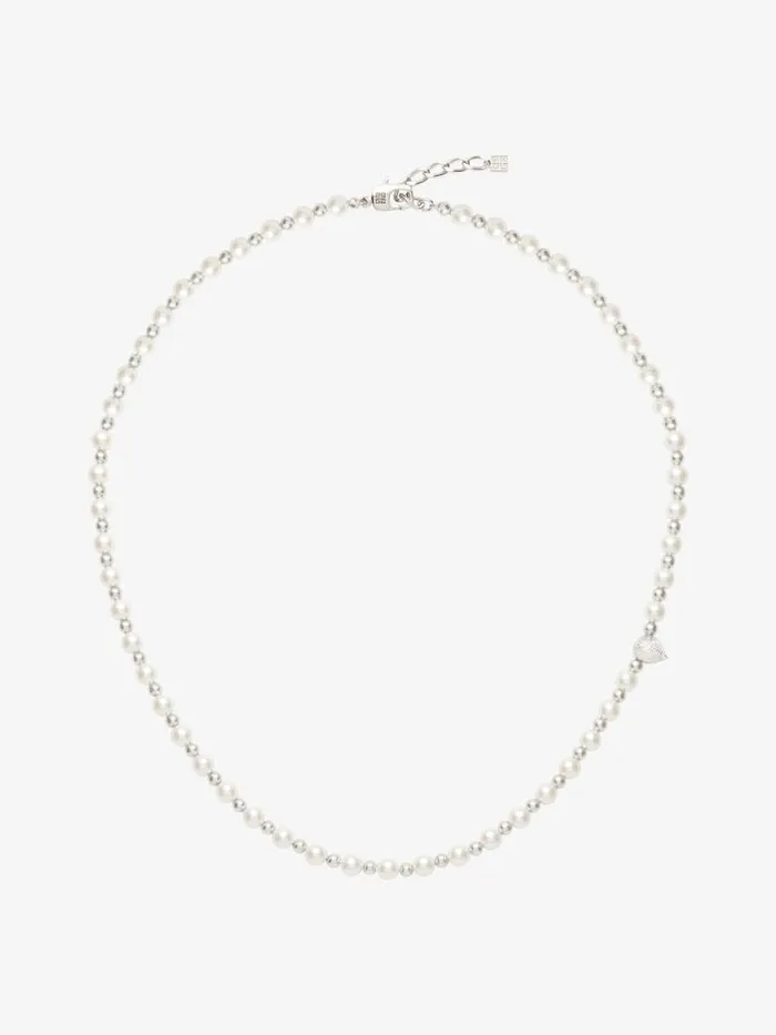 G Stud Necklace In Metal With Pearls Whitesilvery Men Givenchy Jewelry