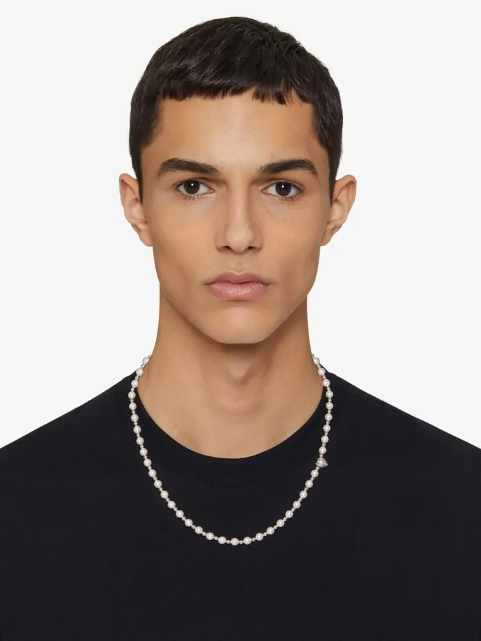 G Stud Necklace In Metal With Pearls Whitesilvery Men Givenchy Jewelry