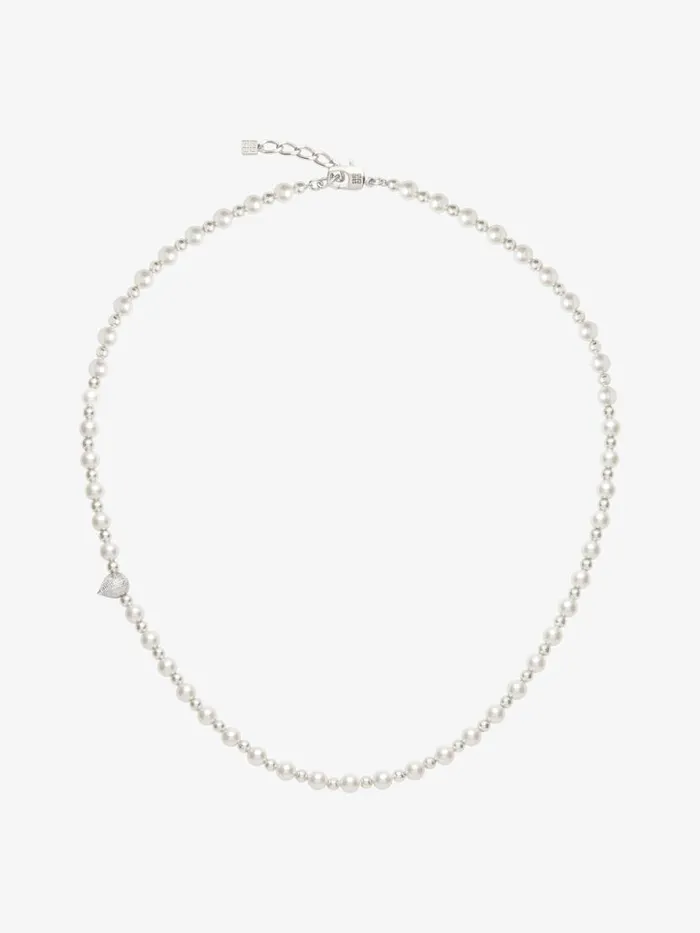 G Stud Necklace In Metal With Pearls Whitesilvery Men Givenchy Jewelry