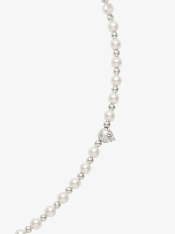 G Stud Necklace In Metal With Pearls Whitesilvery Men Givenchy Jewelry