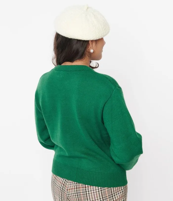 Green and Multicolor Button Floral Holiday Cardigan Clothing Unique Vintage Sweaters and Cardigans