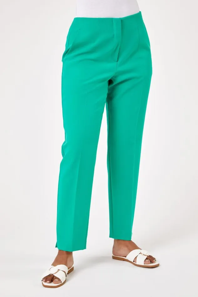Green Petite Soft Jersey Tapered Trouser Women Roman Trousers