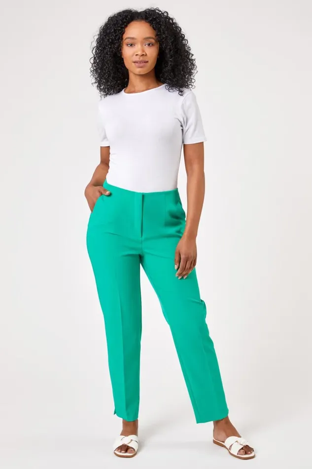 Green Petite Soft Jersey Tapered Trouser Women Roman Trousers