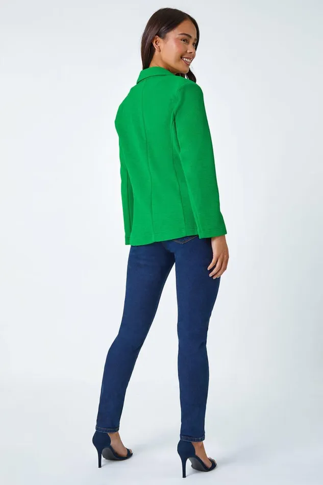 Green Petite Textured Stretch Blazer Women Roman Jackets