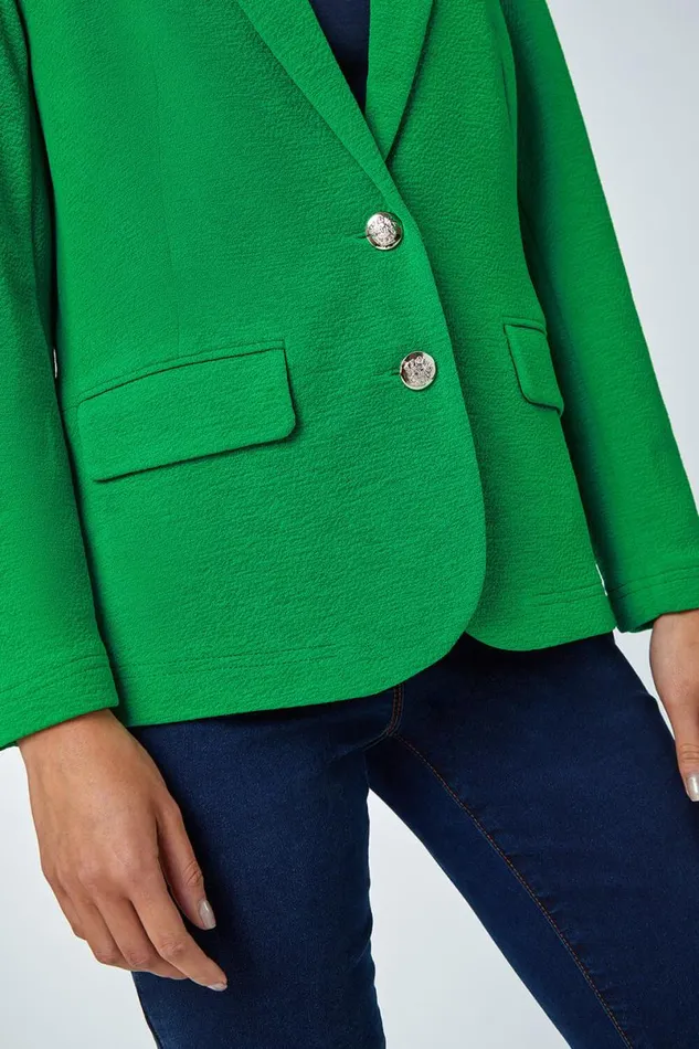 Green Petite Textured Stretch Blazer Women Roman Jackets