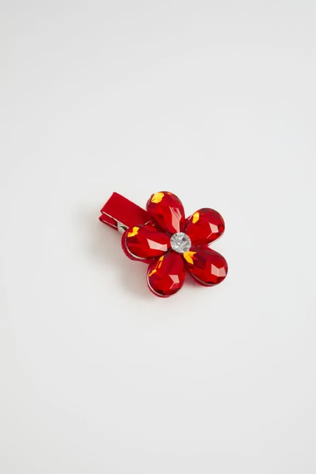 Hair Accessories Girl Seed Heritage Jewel Flower Duck Clip Red