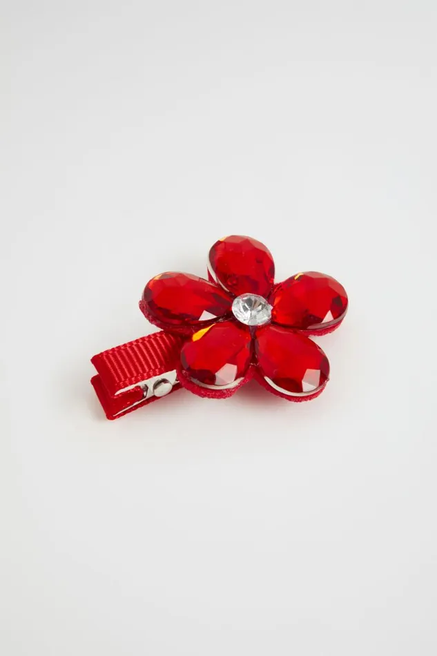 Hair Accessories Girl Seed Heritage Jewel Flower Duck Clip Red