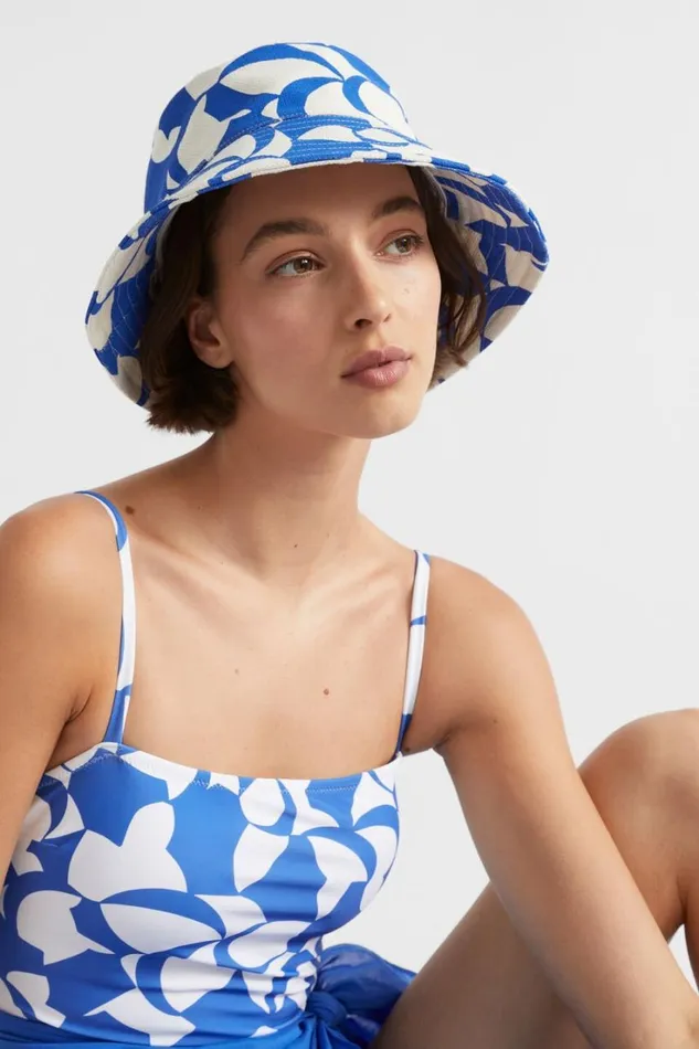 Hats and Gloves Woman Seed Heritage Fabric Bucket Hat Deep Ocean Abstract