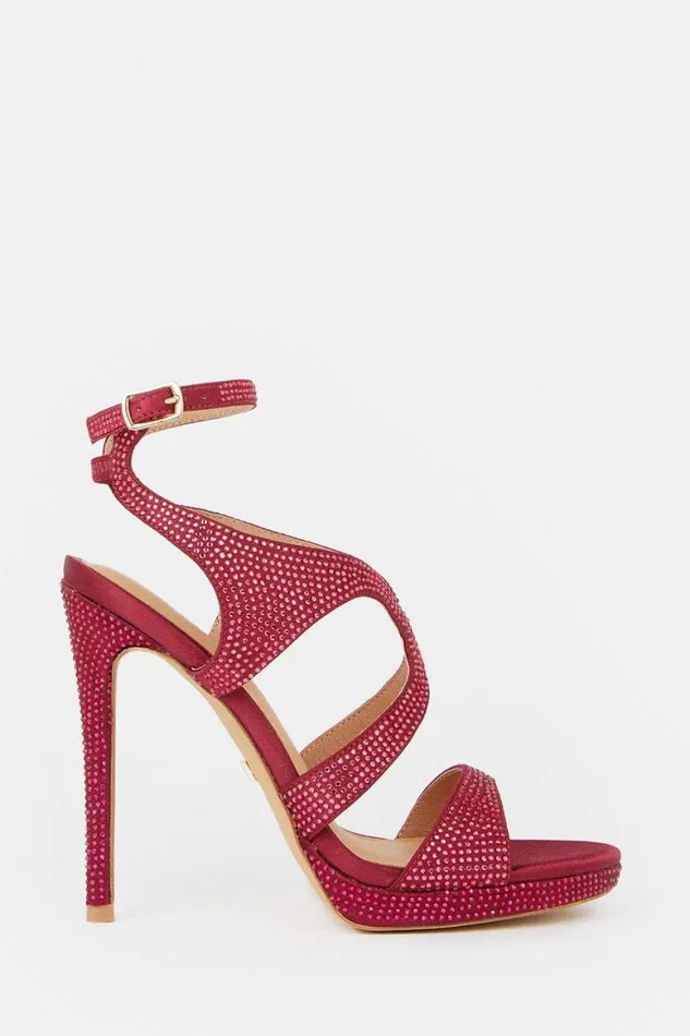 Heels Women Karen Millen Heatseal Detailed Platform Heel Burgundy
