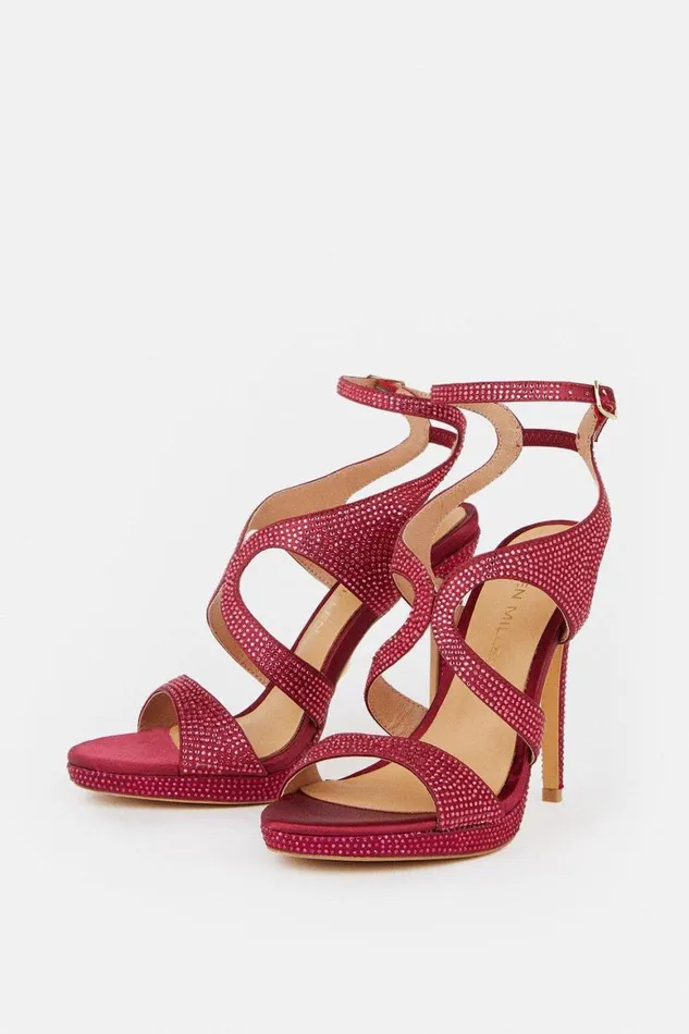 Heels Women Karen Millen Heatseal Detailed Platform Heel Burgundy
