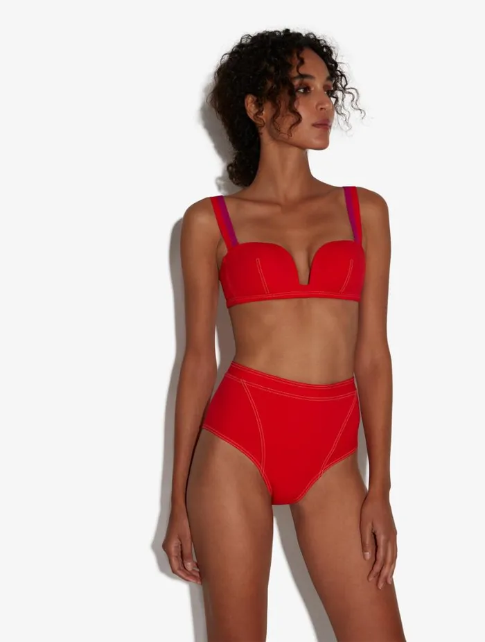 High Waisted Bikini Brief In Red Swim La Perla Bikinis