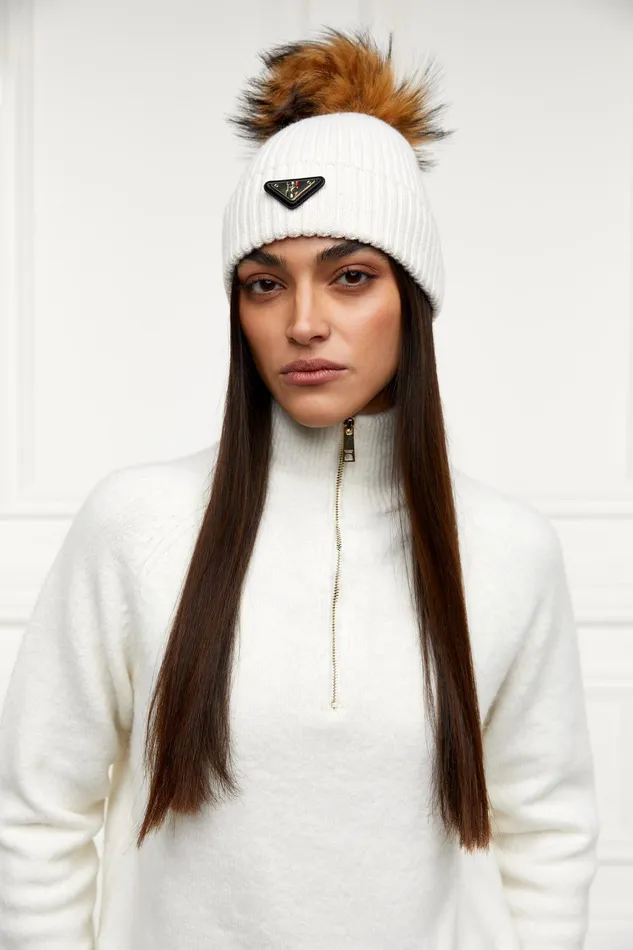 Holland Cooper Burghley Bobble Hat Cream Women Hats and Headbands Holland Cooper Burghley Bobble Hat Cream Women Hats and Headbands