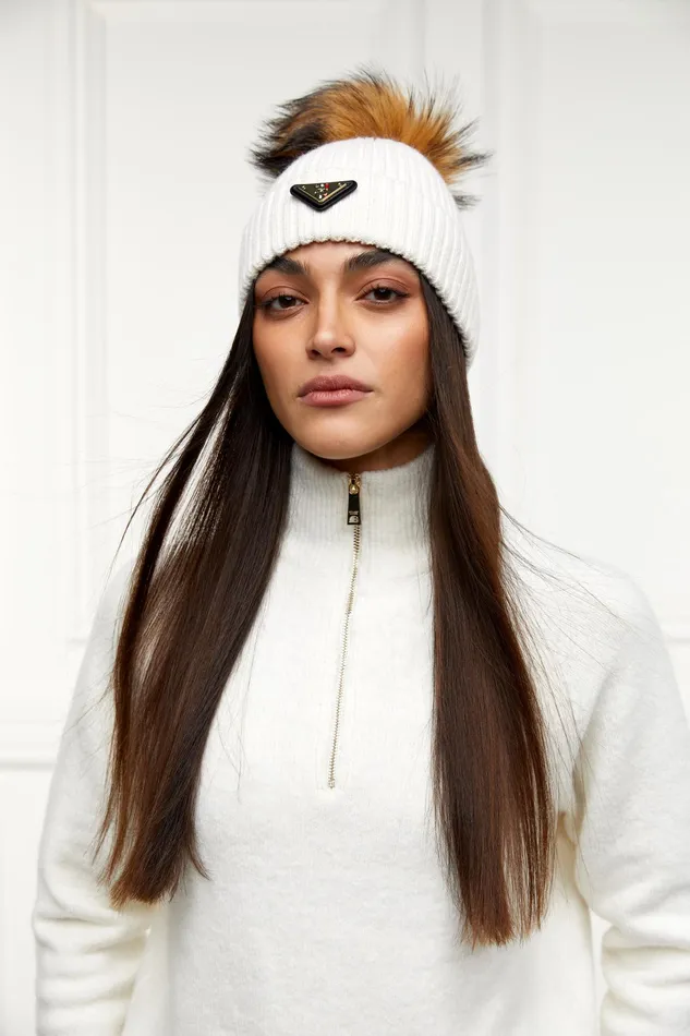 Holland Cooper Burghley Bobble Hat Cream Women Hats and Headbands Holland Cooper Burghley Bobble Hat Cream Women Hats and Headbands