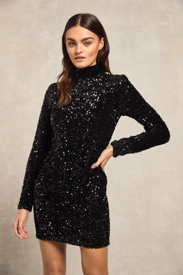 Holland Cooper Cara Sequin Mini Dress Women Dresses Holland Cooper Cara Sequin Mini Dress Women Dresses