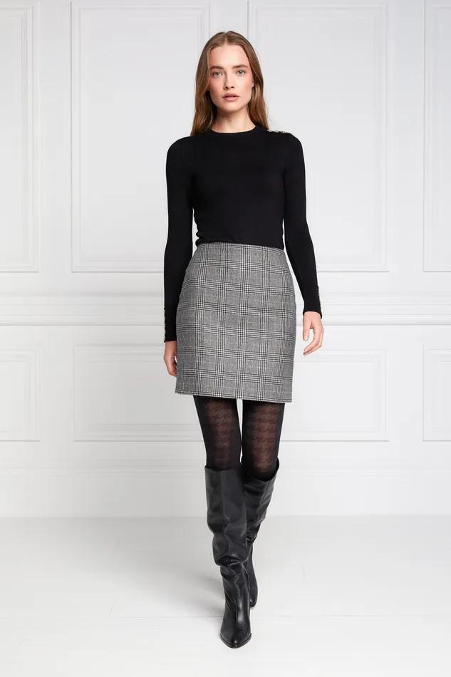 Holland Cooper Chelsea Skirt Prince Of Wales Black Women Tailoring Holland Cooper Chelsea Skirt Prince Of Wales Black Women Tailoring
