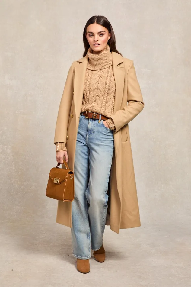 Holland Cooper Corded Roll Neck Knit Camel Women Knitwear Holland Cooper Corded Roll Neck Knit Camel Women Knitwear