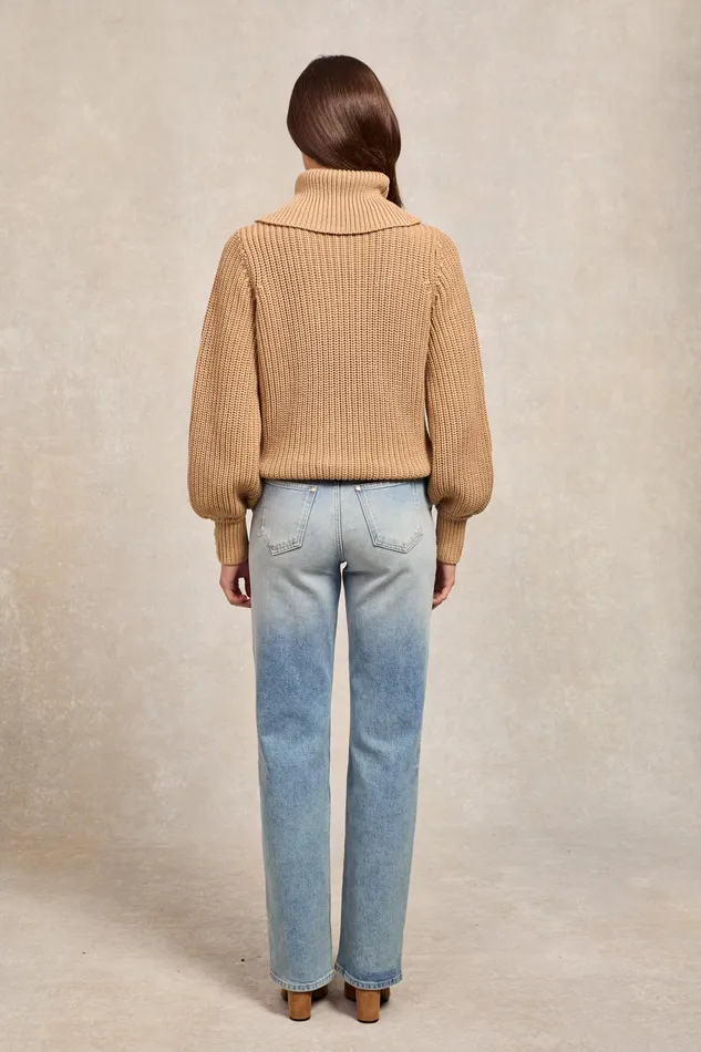 Holland Cooper Corded Roll Neck Knit Camel Women Knitwear Holland Cooper Corded Roll Neck Knit Camel Women Knitwear