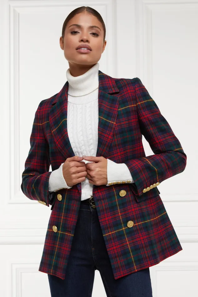 Holland Cooper Double Breasted Blazer Logan Tartan Women Tailoring