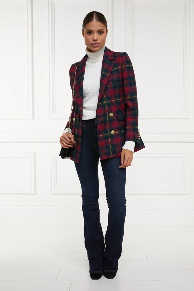 Holland Cooper Double Breasted Blazer Logan Tartan Women Tailoring