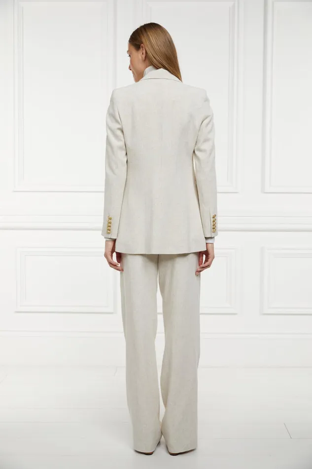 Holland Cooper Double Breasted Blazer Natural Linen Women Tailoring