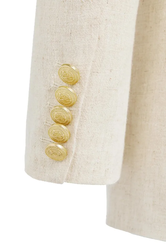Holland Cooper Double Breasted Blazer Natural Linen Women Tailoring