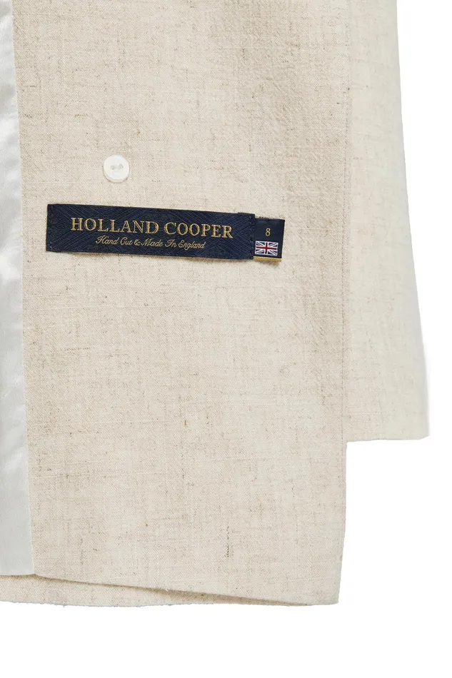 Holland Cooper Double Breasted Blazer Natural Linen Women Tailoring